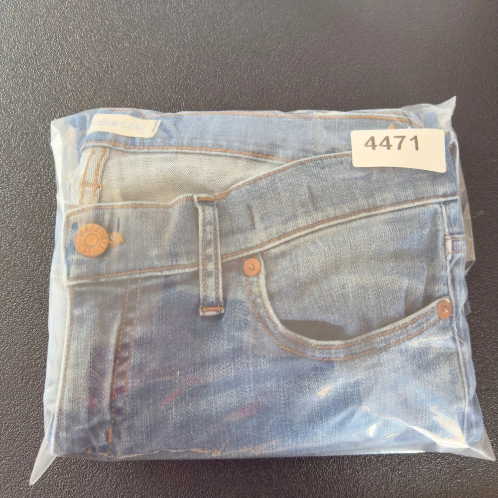 Madewell Alley Straight Jeans Womens 30 Blue Distressed Raw Hem Denim